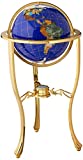 Unique Art 36-Inch by 13-Inch Floor Standing Blue Lapis Gemstone World Globe Gold Tripod