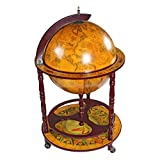 Design Toscano Sixteenth-Century Italian Replica Globe Bar Cart Cabinet on Wheels, 38', Sepia Finish