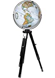 Replogle Willston - Blue Ocean World Globe with Black Metal Tripod Stand, Adjustable Height, Floor Globe, Detailed, Up-to-Date Cartography(16'/40cm Diameter)