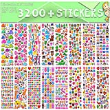 Stickers for Kids, 3D Puffy Stickers, 64 Different Sheets, 3200+ Stickers, Including Animals, Cars, Airplane, Food, Letters, Flowers, Pets, Cakes and Tons More