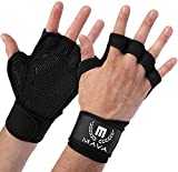 Mava Sports Ventilated Workout Gloves with Integrated Wrist Wraps Support and Full Palm Silicone Padding. Perfect for Weight Lifting, Powerlifting, Pull Ups, WOD and Cross Training for Men and Women