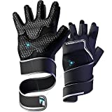Jaffick Gym Gloves for Men Fingerless Weight Lifting Glove with Wrist Support Workout Cycling Mitten for Crossfit Exercise Fitness (Black, Medium)