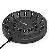 POWEROWL 16 Bay AA AAA Battery Charger (Updated, High Speed Charging) with Smart LED Light and Plug, for NIMH NICD Rechargeable Batteries and More