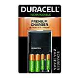 Duracell Ion Speed 4000 Battery Charger for AA and AAA batteries, Includes 2 Pre-Charged AA and 2 AAA Rechargeable Batteries, for Household and Business Devices.