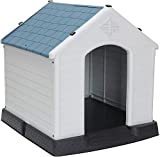 Plastic Dog House Waterproof Ventilate Dog House Kennel Puppy Shelter Indoor Outdoor with Air Vents and Elevated Floor for Medium Small Dogs