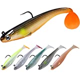 TRUSCEND Fishing Lures for Bass Trout Jighead Lures Paddle Tail Swimbaits Soft Fishing Baits Freshwater Saltwater Jigging Bass Fishing Gear for Men