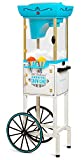 Nostalgia Inch Tall Snow Cone Cart, Makes 48 ICY Treats, Includes Metal Scoop, Storage Compartment, Wheels for Easy Mobility – White/Blue