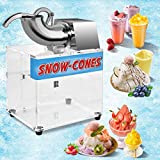 ReunionG Ice Crusher, Commercial Ice Shaver with Acrylic Box, Stainless Steel Electric Snow Cone Machine with Dual Blades and Safety Switch for Family, School, Kids Camp, Restaurants, Bars, 440lbs/H