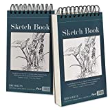 5.5' x 8.5' Sketchbook Set, Top Spiral Bound Sketch Pad, 2 Packs 100-Sheets Each (68lb/100gsm), Acid Free Art Sketch Book Artistic Drawing Painting Writing Paper for Beginners Artists