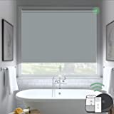 Yoolax Motorized Blind Shade for Window with Remote Control Smart Blind Shade Compatible with Alexa Motorize Roller Shade Blackout Battery Solar Power Blind Custom up 98''W X 138''H(Vinyl-Light Gray)
