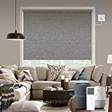 Graywind Motorized Shades 100% Blackout Compatible with Alexa Google WiFi Hardwired Smart Roller Shade Remote Control Automated Window Blinds with Valance, Customized Size (Grey Brown)