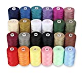 Sewing Thread - 24 Polyester Threads for Hand Stitching, Quilting & Sewing Machine - Set of 1000 yds Per Spool - 22 Colors Plus 2 x White & 2 x Black