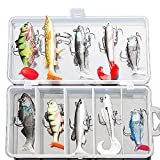 Soft Fishing Lures Kit, Fishing Lures Baits Tackle Set for Freshwater Trout Bass Salmon-Include Vivid Spinner Baits, Artificial Silicone Bass Baits with Box