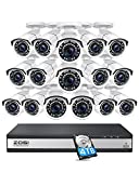 ZOSI H.265+ 16 Channel Security Camera System 1080p,16 Channel DVR with Hard Drive 4TB and 16 x 1080p Surveillance CCTV Camera Outdoor Indoor with 120ft Night Vision,105°Wide Angle, Remote Access