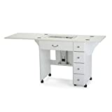Arrow 901 Auntie Sewing, Cutting, Quilting, and Crafting Portable Sewing Table with Wheels and Airlift, White Finish