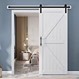 EaseLife 36in x 84in Sliding Barn Door with 6.6FT Barn Door Hardware Track Kit Included,Solid MDF Inside Covered with Water-Proof PVC Surface,White