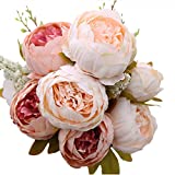 Luyue Vintage Artificial Peony Silk Flowers Bouquet Home Wedding Decoration -Light Pink