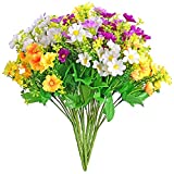 EverWin Artificial Fake Flowers Daisy Bouquets for Decoration Outdoors Silk Faux Wild Multicolor Colorful Flowers Daisies with Stems for Outside Home Decor Indoor Crafts Gravesites Cemetery