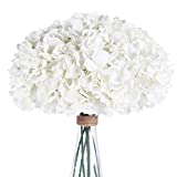 10PCS Artificial Hydrangea Flowers Silk Hydrangea Heads with Stems for DIY Home Wedding Decor(White)