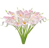 Mandy's 20pcs Light Pink Flowers Artificial Calla Lily Silk Flowers 13.4' for Home Kitchen & Wedding