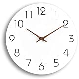Wall Clock - Silent Non-Ticking 10 Inch Wall Clocks Battery Operated - Modern Style Wooden Clock Decorative for Kitchen,Home,Bedrooms,Office(10' White)