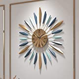 Large Wall Clock Metal Decorative, Mid Century Silent Non-Ticking Big Clocks, Modern Home Decorations for Living Room,Bedroom,Dining Room,Cafes,Hotels, Dia 27.6 inch