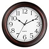 Wall Clock - 12 Inch Silent Non-Ticking Wall Clocks Battery Operated - Vintage Retro Rustic Style Decorative for Living Room , Kitchen (Bronze)