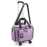 Sewing Machine Case with Detachable Dolly, Rolling Sewing Machine Tote with YKK Zippers, Sewing Machine Carring Bag with Wheels Fits for Most Standard Sewing Machines and Accessoriess, Purple