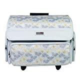 Everything Mary 4 Wheels Collapsible Deluxe Sewing Machine Storage Case, White - Rolling Trolley Carrying Bag for Brother, Singer, Bernina & Most Machines - Travel Tote Organizer for Accessories