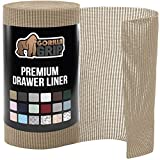Gorilla Grip Drawer and Shelf Liner, Strong Grip, Non Adhesive Easiest Install Mat, 12 in x 20 FT, Durable Organization Liners, Kitchen Cabinets Drawers Cupboards, Bathroom Storage Shelves, Beige