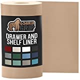 Gorilla Grip Non Adhesive, Waterproof, Durable Ribbed Drawer Liner, Easy to Trim, Reusable, Strong Grip Liners for Drawers, Kitchen Cabinets, Desk Storage, Shelf Organization, 12x20, Beige Opaque
