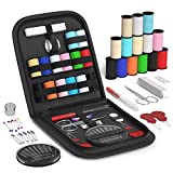 Coquimbo Sewing Kit for Traveler, Adults, Beginner, Emergency, DIY Sewing Supplies Organizer Filled with Scissors, Thimble, Thread, Sewing Needles, Tape Measure etc (Black, S)