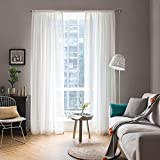 MIULEE 2 Panels Solid Color White Sheer Window Curtains Elegant Window Voile Panels/Draperies/Treatment for Bedroom Living Room (54 X 45 Inches White)