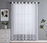 PI Sheer White Curtains 84 Inch Long, Solid Voile with Grommet Top for Living Room/Bedroom (W52 X L84 Inch, 2 Panels)…