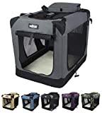 EliteField 3-Door Folding Soft Dog Crate, Indoor & Outdoor Pet Home, Multiple Sizes and Colors Available (42' L x 28' W x 32' H, Gray)