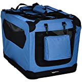 Amazon Basics Folding Portable Soft Pet Dog Crate Carrier Kennel - 26 x 18 x 18 Inches, Blue