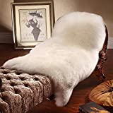 Outlavish Sheepskin Rug Genuine Fur Natural Silky Soft, Thick & Fluffy, Chosen Pelts, for Bedroom & Living Area Throw (2' x 3' White/Ivory)