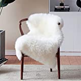 Duduta White Faux Fur Chair Seat Covers, Fluffy Shag Sheepskin Bedside Rugs Throw Washable 2x3 ft
