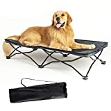 YEP HHO Large Elevated Folding Pet Bed Cot Travel Portable Breathable Cooling Textilene Mesh Sleeping Dog Bed 47 Inches Long (Grey)