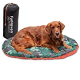 Furhaven Pet Bed for Dogs and Cats - Trail Pup Travel Dog Bed Outdoor Camping Pillow Mat with Stuff Sack, Washable, Travel Paprika & Camo-Paw, Large,