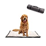 VMGreen Travel Dog Bed, Rollup Crate Mat, Kennel Pad, Pet Camping Gear with Carry Handles for Medium Dog or Cat, Super Soft, Machine Washable, 36*23” Grey