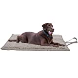 ZonLi Outdoor Dog Bed, Portable Dog Crate Mat, Pet Cat Mat, 40'X26' Plush Kennel Pad for Medium and Large Size Dogs, Sherpa & Waterproof Linen-Like Fabric, Machine-Washable, Suitable for All Seasons