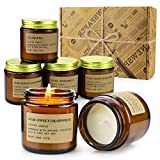 6 Pack Candles for Home Scented Aromatherapy Candle Gift Set for Women Soy Wax Long Lasting Amber Jar Candles Gift for Birthday Mother's Valentine's Day Present