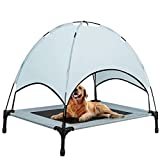 Howhom Elevated Dog Bed with Canopy, Outdoor Dog Cot with Removable Canopy Shade, Portable Raised Pet Cot Cooling Bed for Dogs and Cats , 42 Inches
