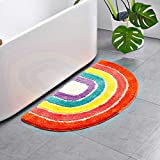 Cute Doormat for Kids - Microfiber Absorbent Bathroom Mats - Front Door Mat Carpet Floor Rug, Rainbow Shape