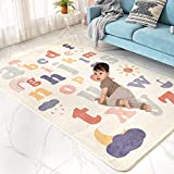 Abreeze Play Mat, Faux Wool Kids Play Area Rugs 4' x 5.3' Non-Slip Childrens Carpet ABC Number Educational Learning & Game Decor Living Room Bedroom Playroom Nursery Best Shower Gift