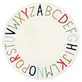 Topotdor Rainbow Round Kids Play Rug Alphabet Nursery Area Rug Extra Large Soft Crawling Play Mat for Children Toddlers Bedroom (40 inch, Multi Color)