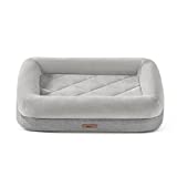 Lesure Memory Foam Dog Beds for Medium Dogs - Orthopedic Dog Bed Washable Made with CertiPUR-US® Certified Foam - Bolster Pet Bed with Removable Washable Cover and Waterproof Lining, Grey