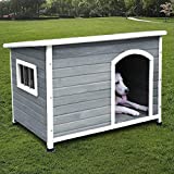 45' Large Wooden Dog House, Insulated Dog House Outdoor Weatherproof Dog House Outside- Grey