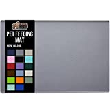 Gorilla Grip Silicone Pet Feeding Mat, Waterproof, Raised Edges to Prevent Spills, Easy Clean in Dishwasher, Dogs and Cats Placemat Tray to Stop Food and Water Bowl Messes on Floor, 18.5x11.5, Gray